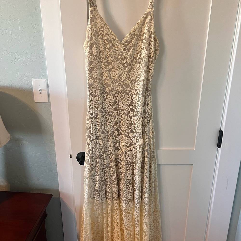 Joyfolie Gold Maxi Sundress with Spaghetti Straps